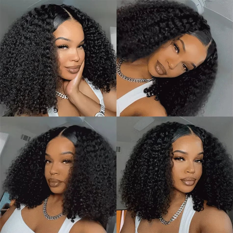CEXXY Short Bob Wig 13x6 HD Lace Frontal Jerry Curly Remy Human Hair Water Wave.